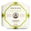 Achteckige Packung Marabissi S.R.L. Torta Datteri e Mandorle - Panforte mit Datteln & Mandeln, 100 g, eingewickelt in weißes und grünes Papier und beschriftet mit Datteln und Mandeln.