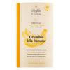 Dolfin Schokolade Zartbitterschokolade mit Bananenstreusel, 70 g: Verpackung mit gelben Bananen und Text "Crumble à la banane", pure Schokolade mit Bananencrumble.