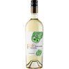 Eine 0,75-Liter-Flasche Gufo Pinot Grigio Terre d'Abruzzo IGP Weißwein der Cantina Tollo mit weißem Etikett und grünen Eulenmotiven.