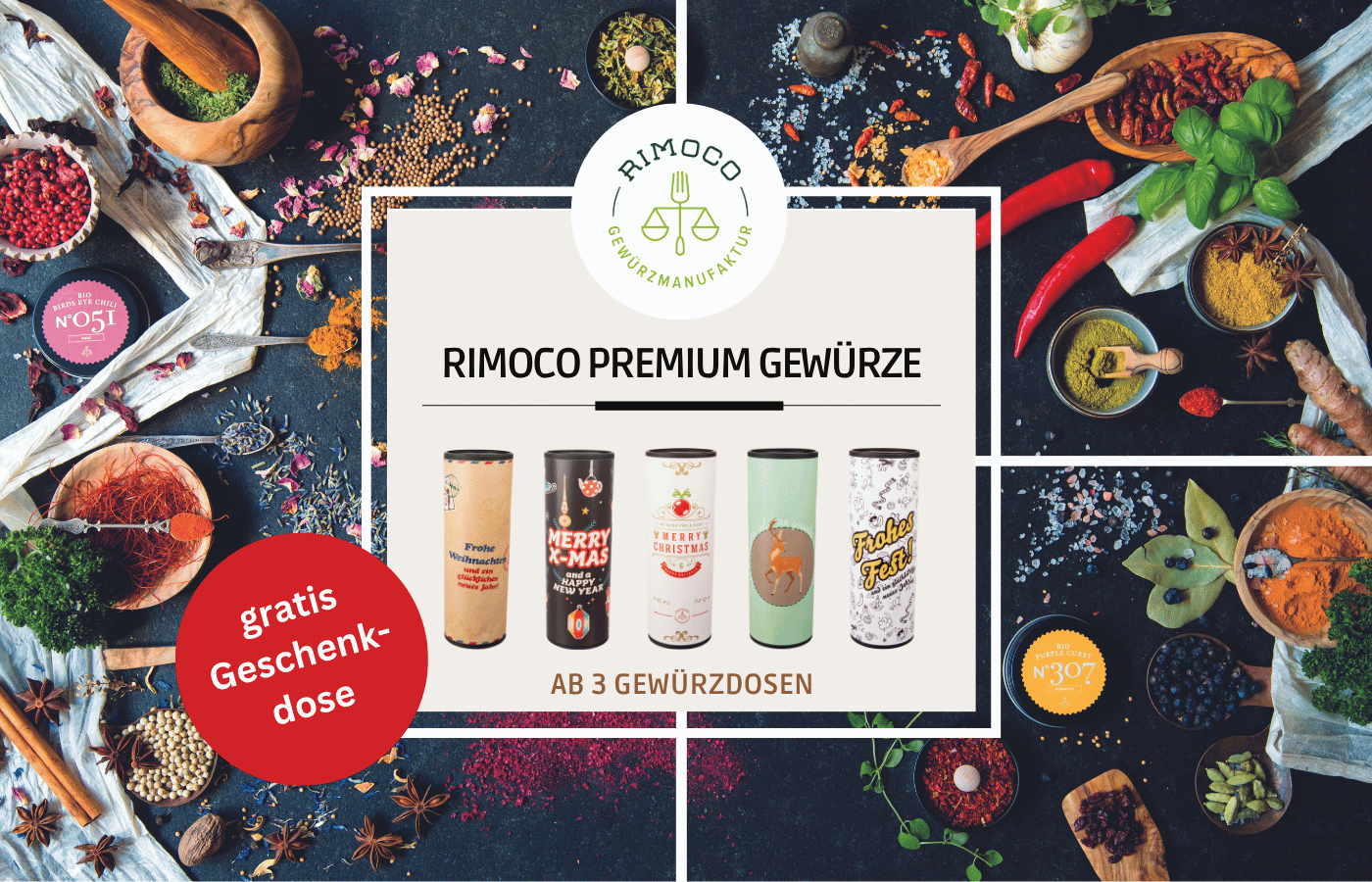 Rimoco Gewürze Gratis Geschenkdosen Aktion