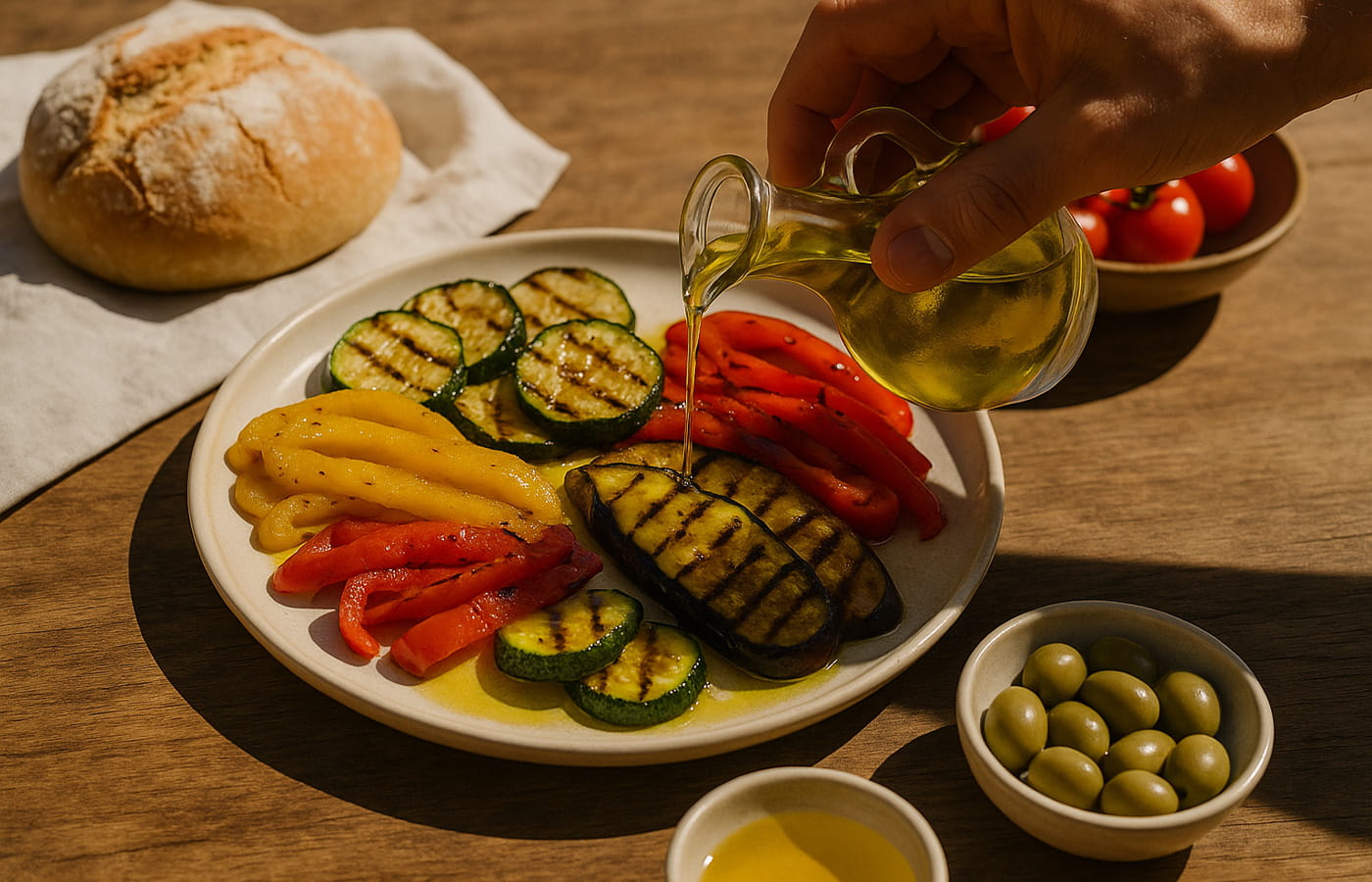 Olivenöl für gegrilltes Gemüse