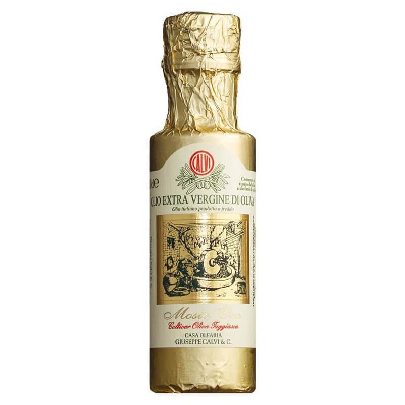 Mosto Oro klassisches, mildes Olivenöl in edlem Gewand von Calvi, 100 ml