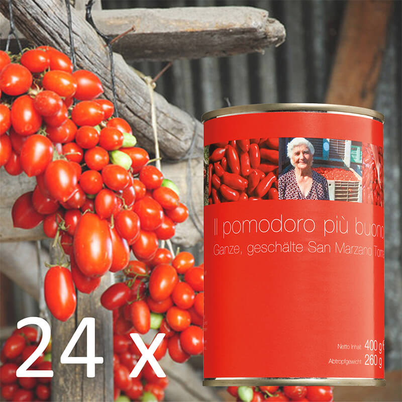 San Marzano Tomaten - handgeerntete, geschälte Top-Qualität Vorteilspack, 24 x 400 g
