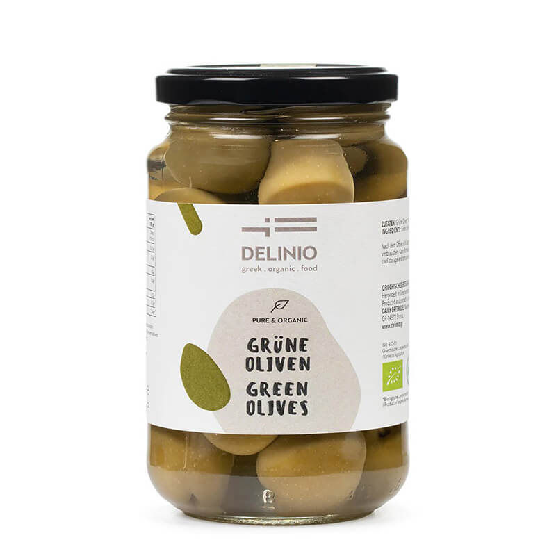 Grüne Oliven Bio aus Griechenland von DELINIO, 350 g