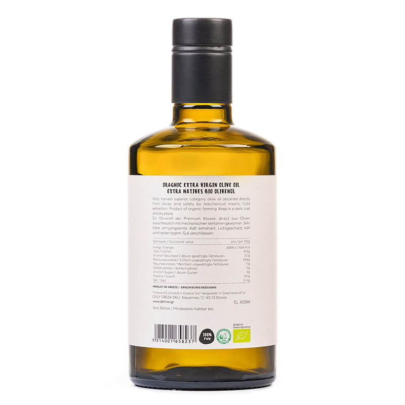 Athinoelia / Koroneiki Premium Natives Olivenöl extra Bio aus Griechenland von DELINIO, 500 ml