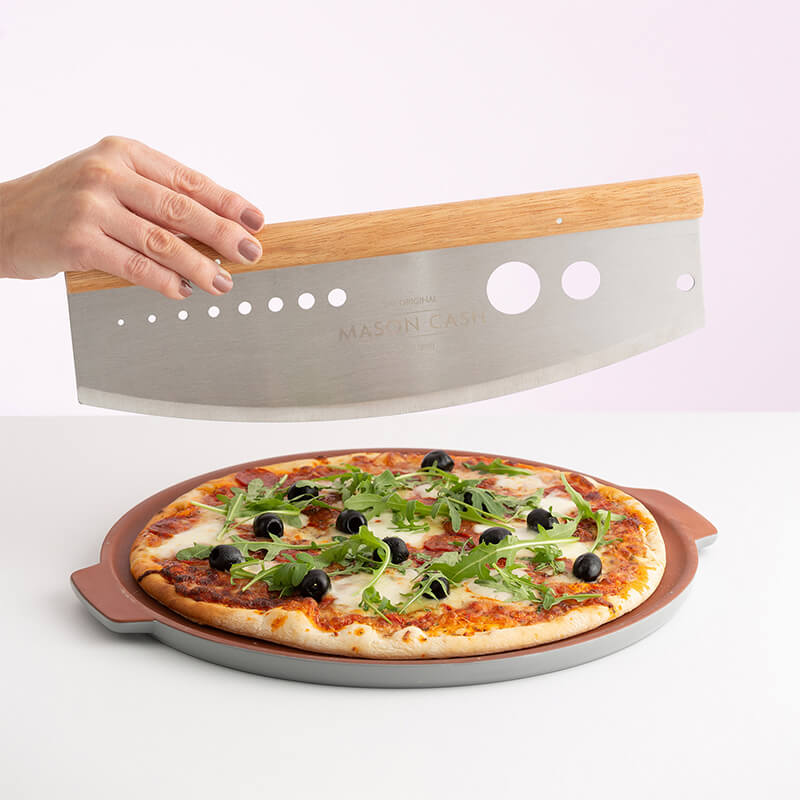 Pizzaschneider 3-in-1 aus Edelstahl & Holz von