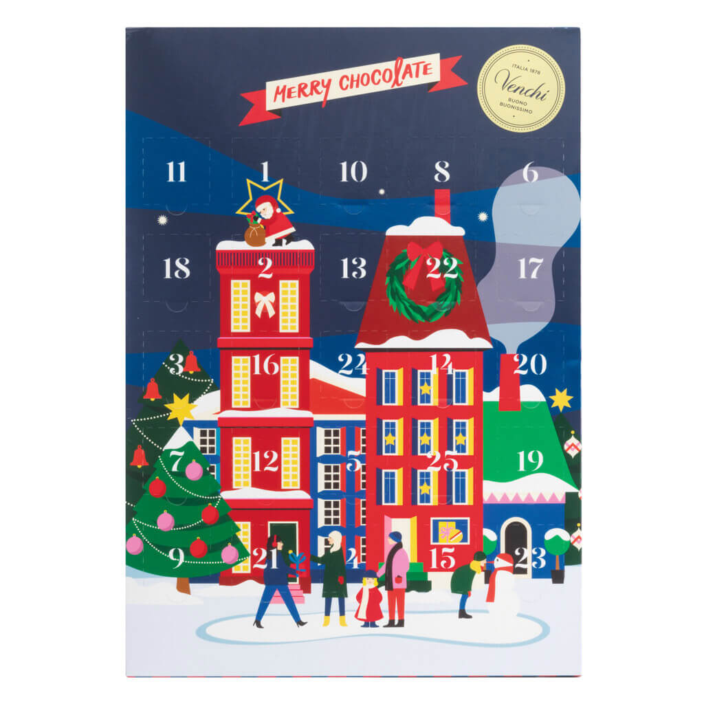 Adventskalender mit gemischten Schokoladentäfelchen von Venchi, 181 g