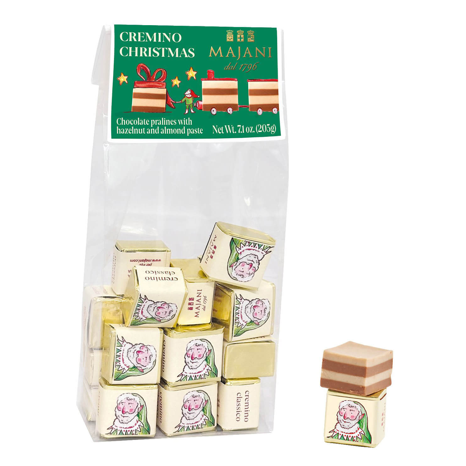 Cremino Fiat Classico Schichtpralinen im Christmas Beutel von Majani, 203 g