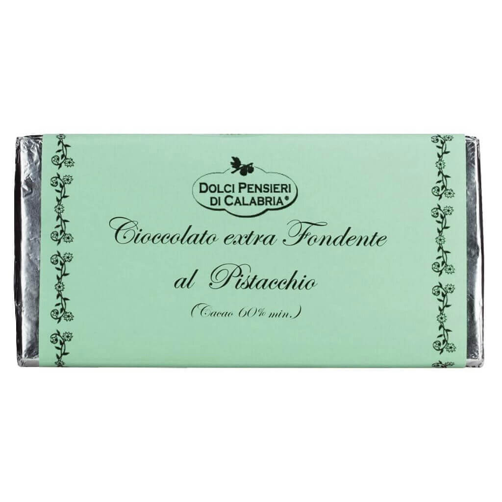 Zartbitterschokolade mit Pistazien, handgeschöpft von Dolci Pensierei, 100 g