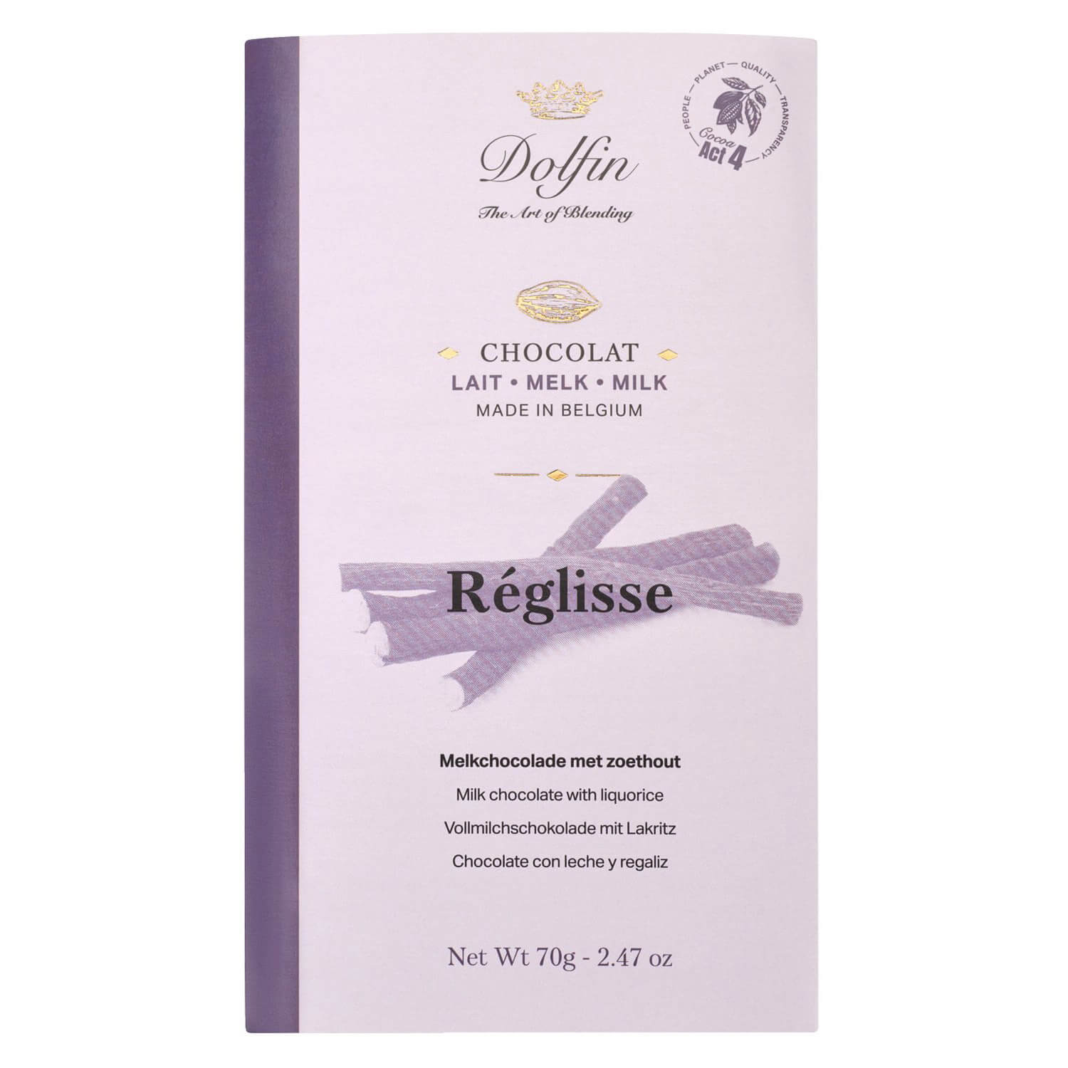 Dolfin Vollmilchschokolade mit Lakritz, 70 g