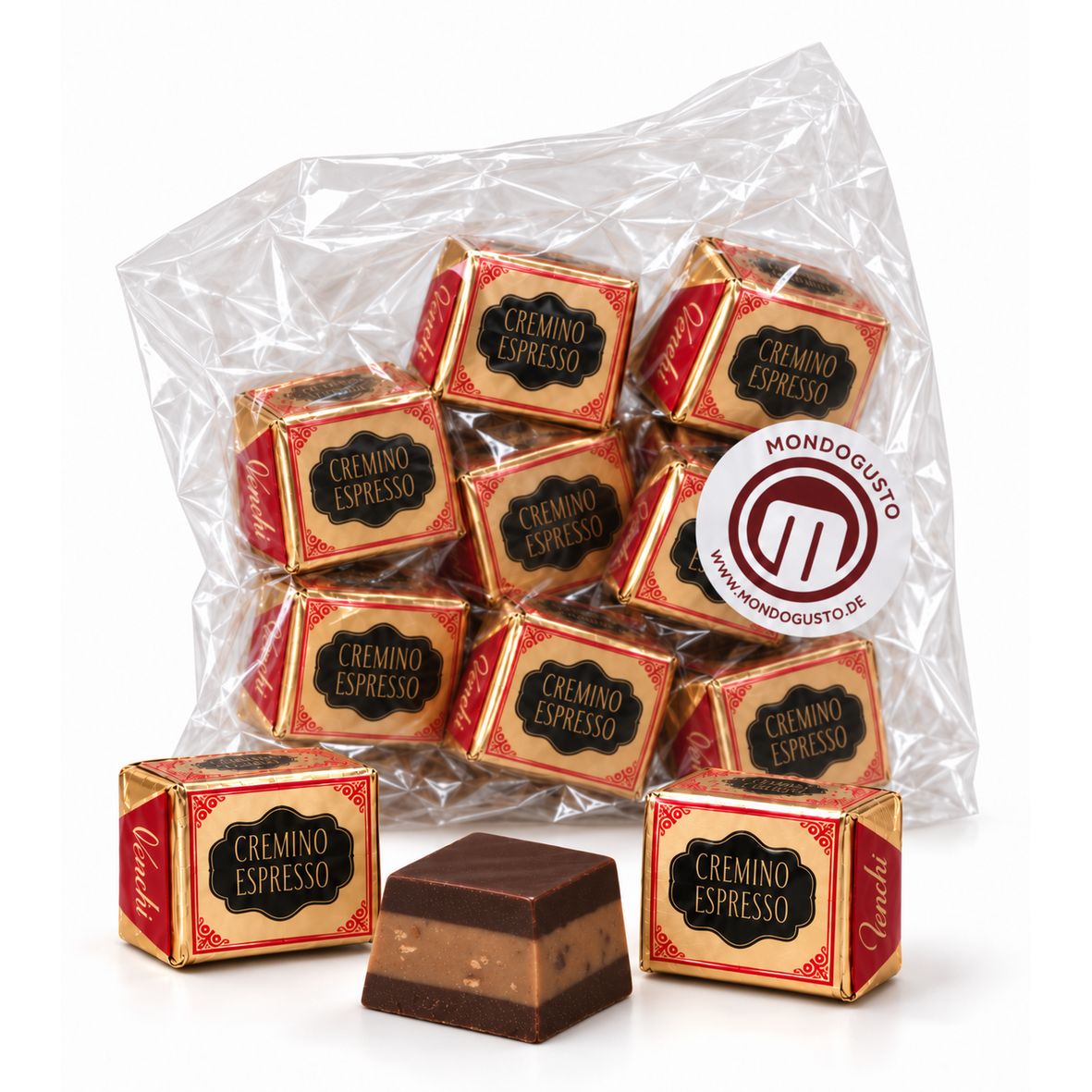 Cremino Caffè - Schichtpraline aus Zartbitterschokolade mit Kaffee von Venchi, 100 g / 9 Stück