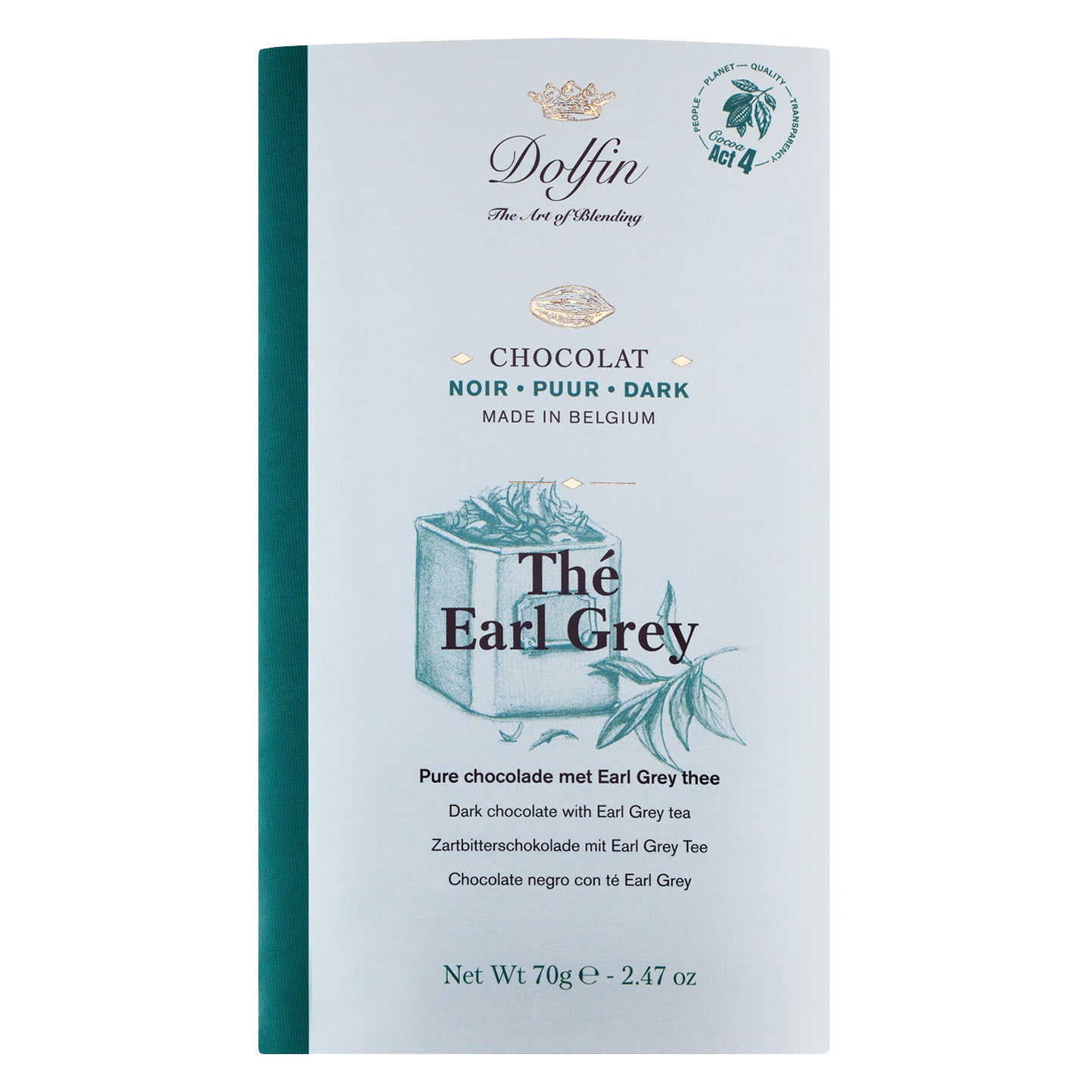 Dolfin Zartbitterschokolade mit Earl Grey Tea, 70 g