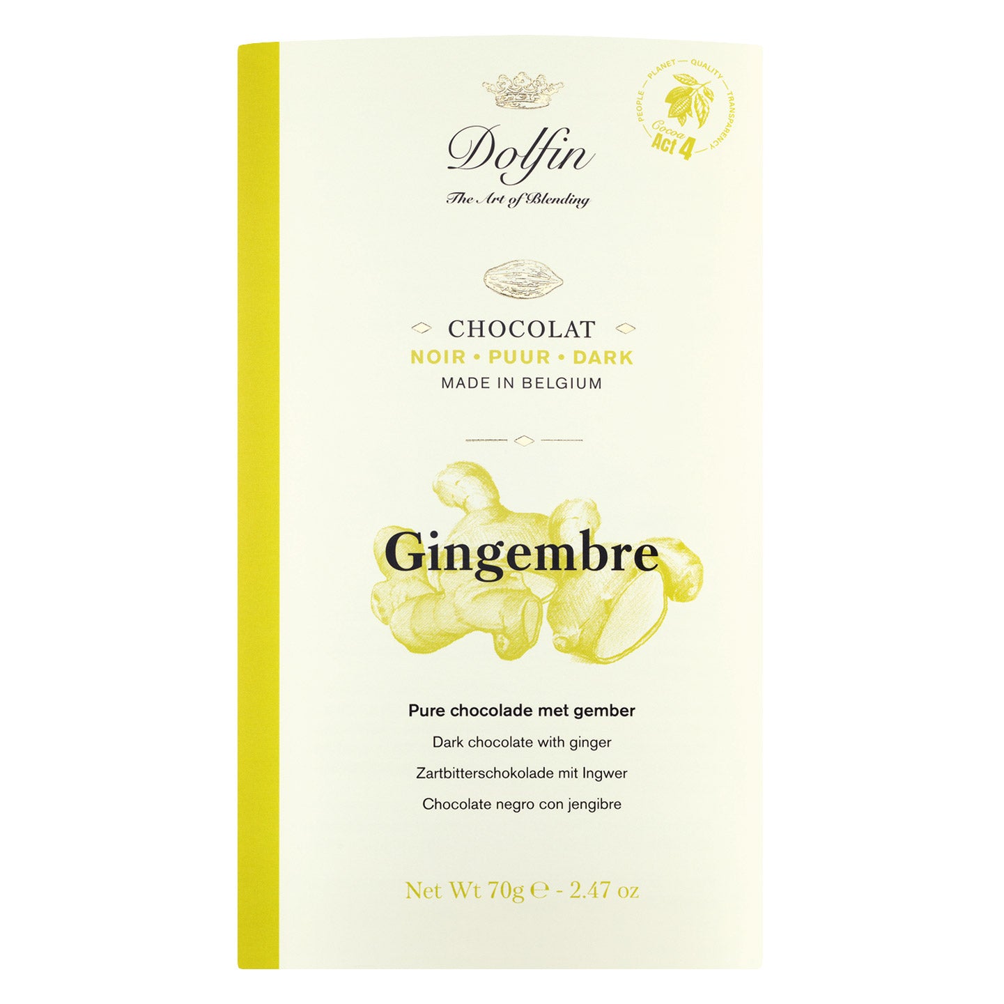 Dolfin Zartbitterschokolade mit Ingwer, 70 g