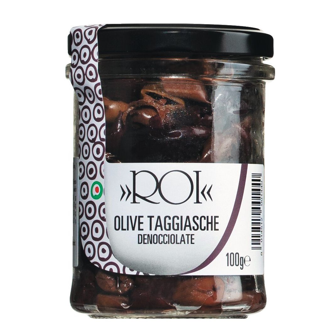 Taggiasca Oliven, entsteint & getrocknet von Olio Roi, 100 g