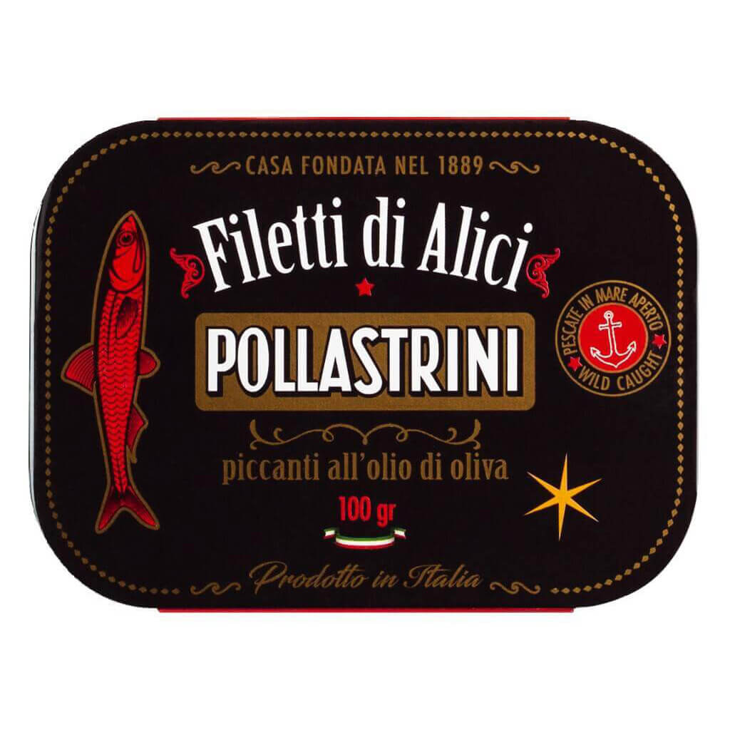 Sardellenfilets in Olivenöl mit Chili von Pollastrini, 100 g