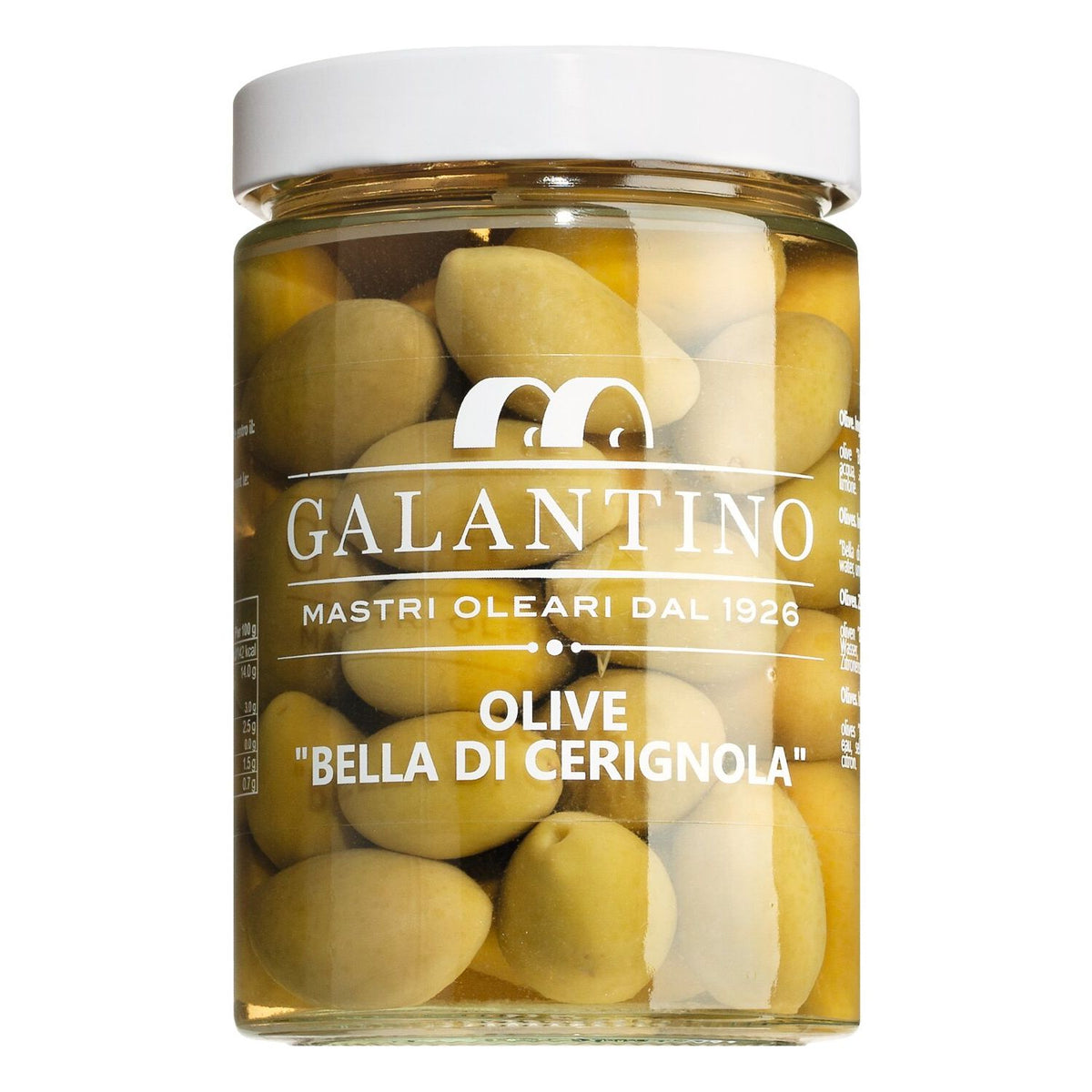 Grüne Riesenoliven Bella di Cerignola mit Stein in Salzlake von Galantino, 550 g
