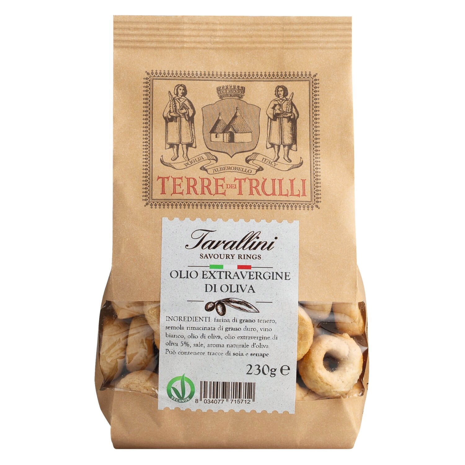 Tarallini Olio Extravergine di Oliva, Salzgebäck mit Ölivenöl von Terre dei Trulli, 230 g