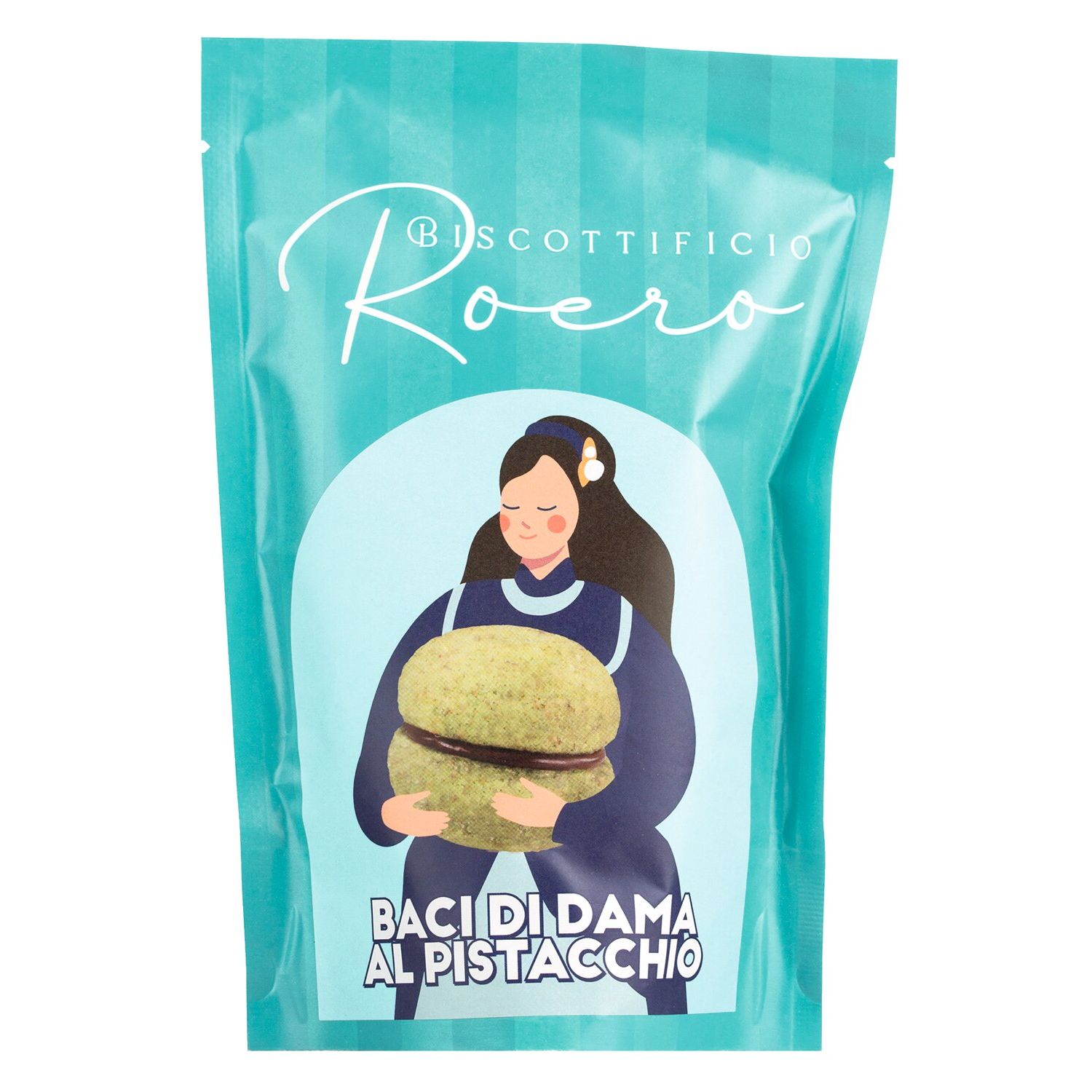Baci di Dama Doppelkeks mit Pistazie & Schokoladenfüllung von Biscottificio Roero, 170 g