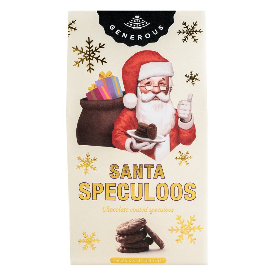 Santa Speculoos - glutenfreies Spekulatiusgebäck aus Buchweizen mit Schokolade Bio von Generous, 120 g