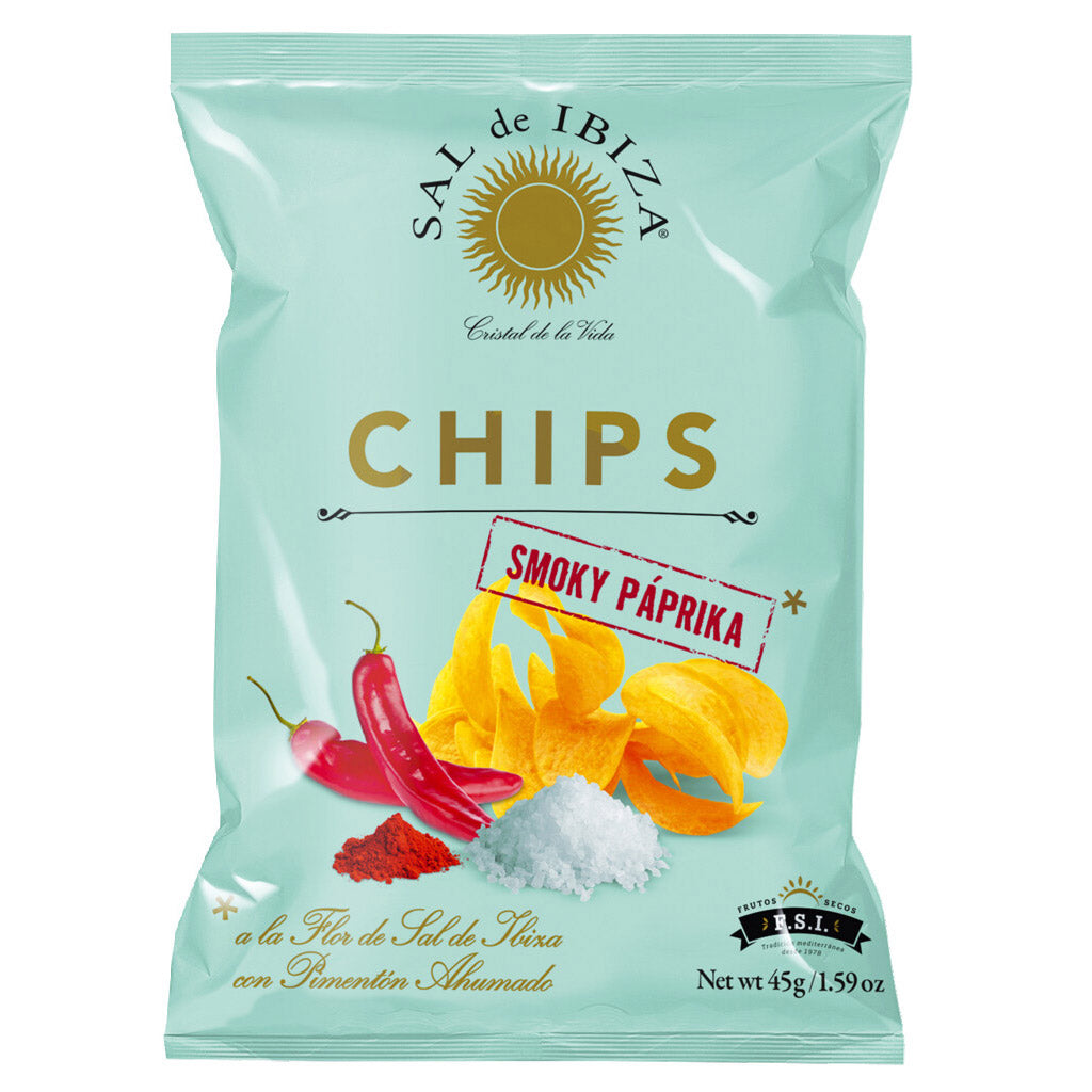 Kartoffelchips mit geräuchertem Paprika - Chips Smoky Paprika von Sal de Ibiza, 45 g