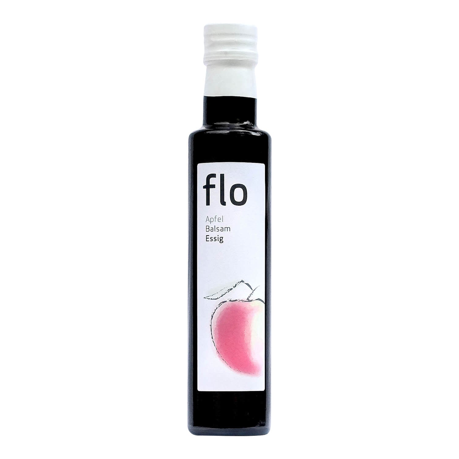 Eine 250 ml Flasche Pölzer Bio Apfel Balsam Essig mit weißem Etikett.