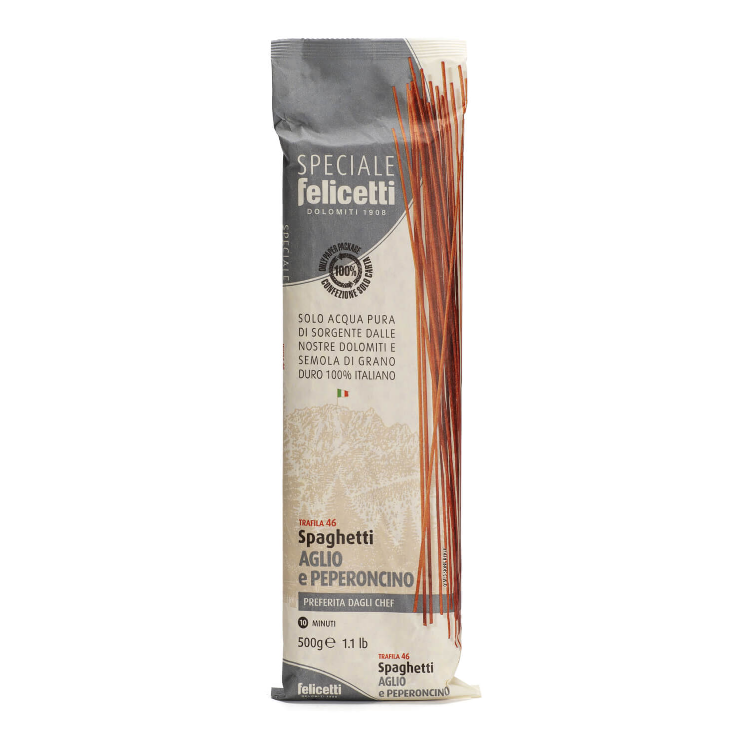Felicetti Spaghetti - Aglio e Peperoncino aus Hartweizen mit Peperoncino, 500 g