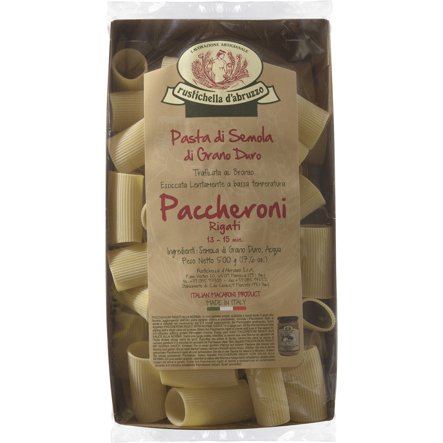 Paccheroni Rigati Hartweizennudeln von Rustichella, 500 g