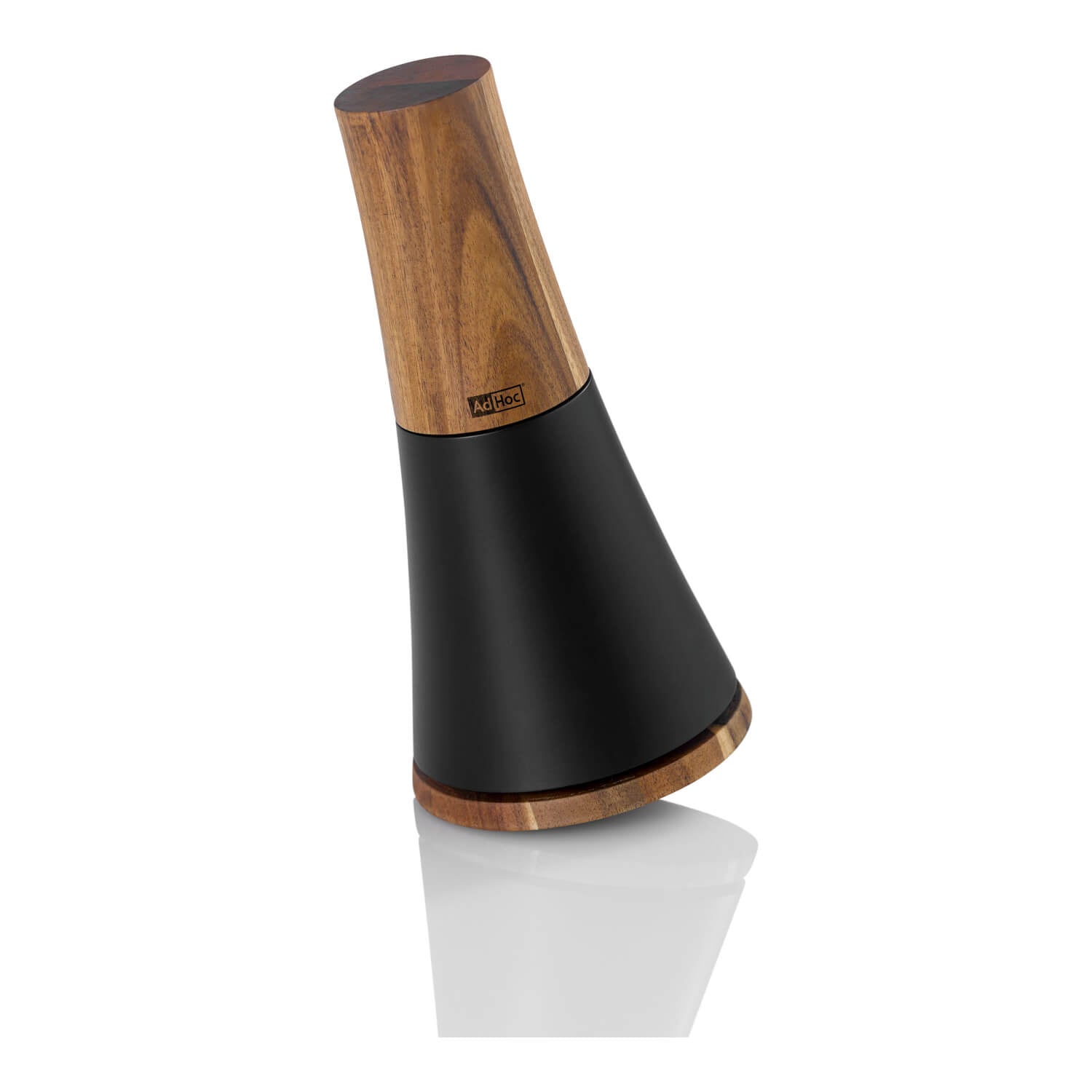 AdHoc Kreiselmühle Spin für Pfeffer / Salz mit Ceramic Mahlwerk CeraCut® aus Akazienholz & Kunststoff, 18,5 cm