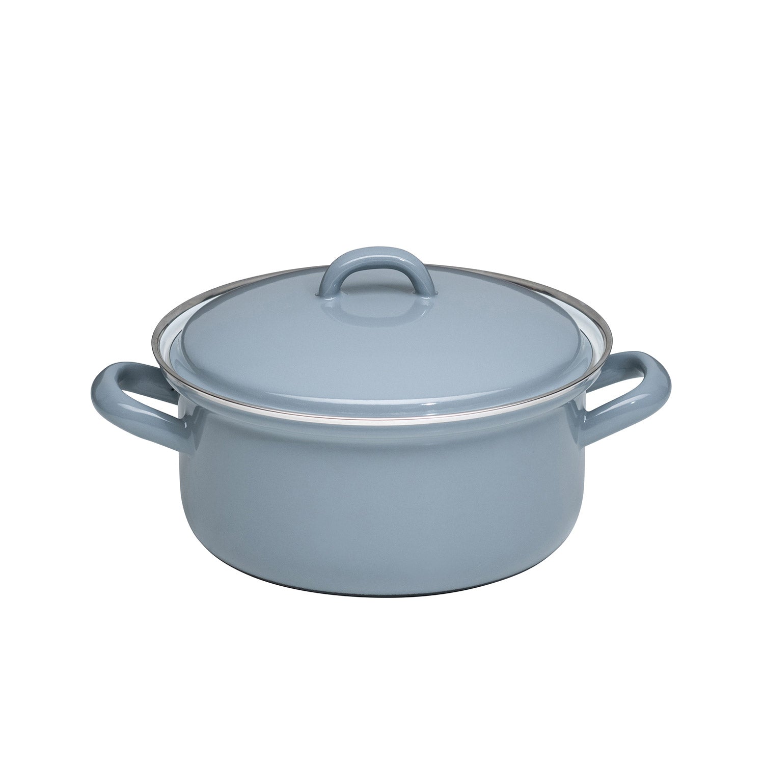 Riess Emaille-Deckel Classic – Durchmesser 24 Cm, Höhe 6,7 Cm, Blau Mit Chromrand