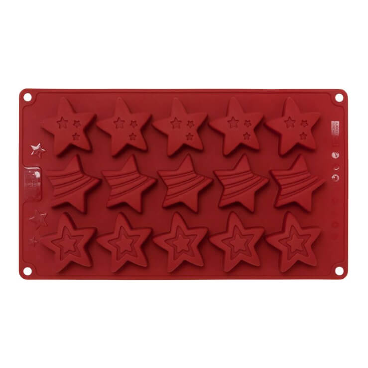 Mini-Cakes Stars klein - 15-fach aus Silikon, Ø 4 cm von Birkmann