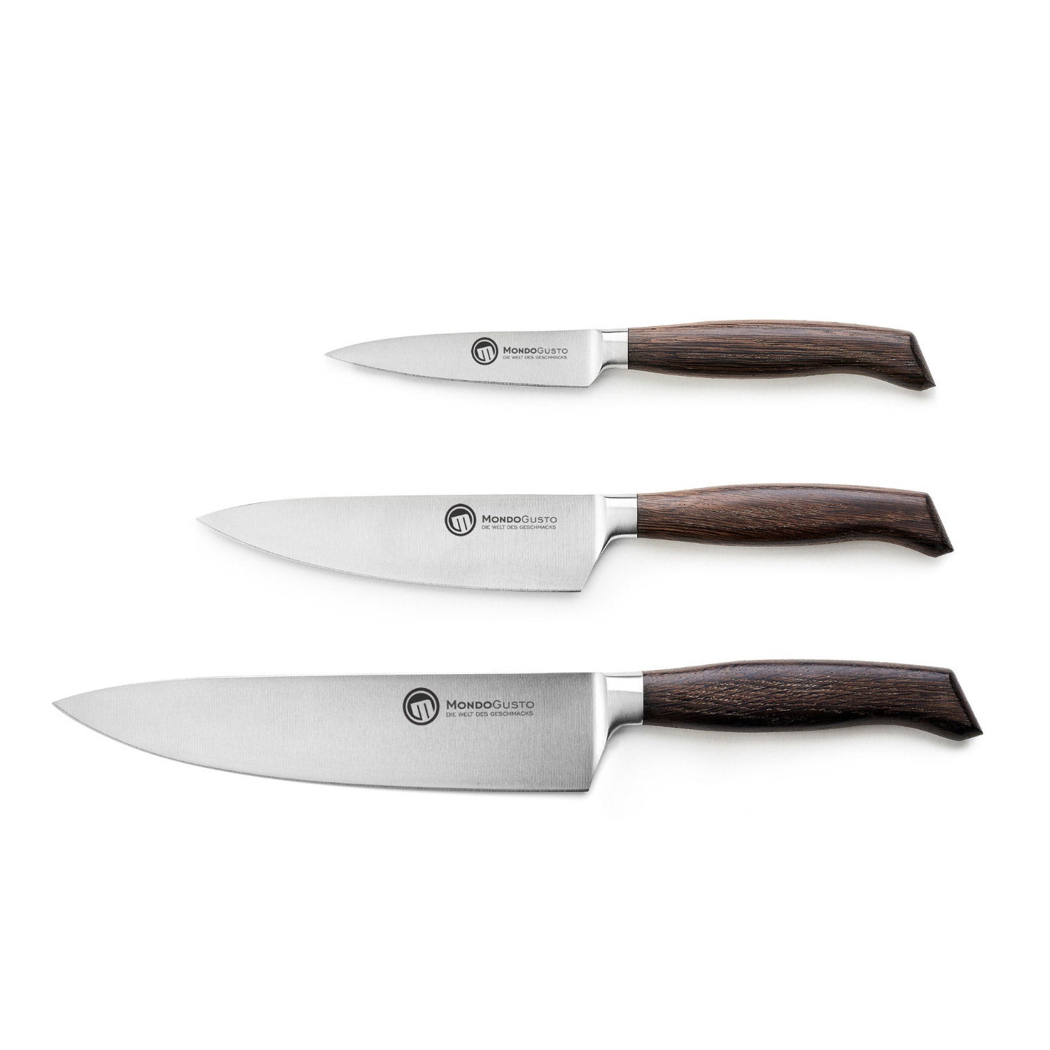 Mondogusto Messerset B 3-teilig, Griff Eiche geräuchert