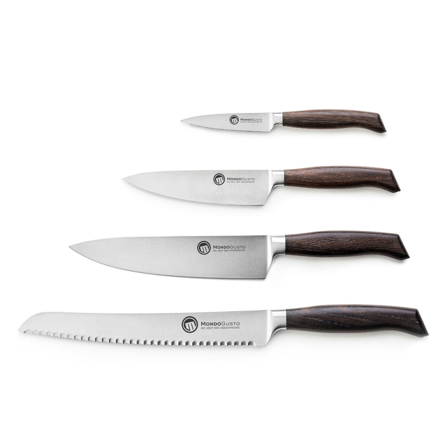 Mondogusto Messerset C 4-teilig, Griff Eiche geräuchert