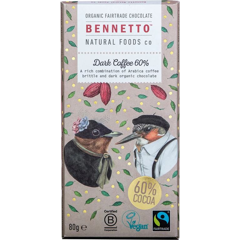 Bennetto Zartbitterschokolade mit Arabica Kaffee Bio & vegan, 80 g