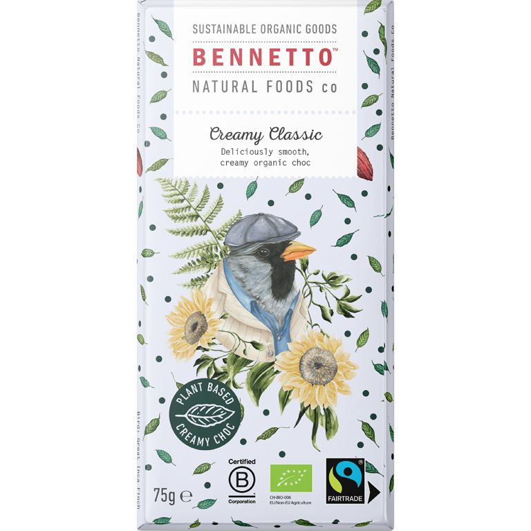 Bennetto Creamy Classic - Schokolade Bio & vegan, 75 g