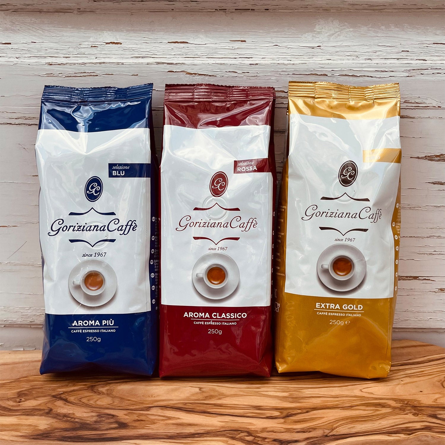 Espresso Bohnen Probierpaket von Goriziana, 3 x 250 g