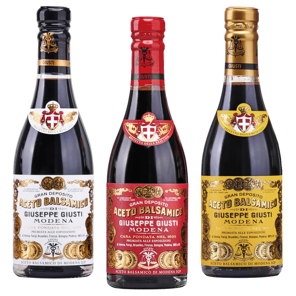 3er Aceto Balsamico Probierpaket von Giuseppe Giusti, 3 x 250 ml