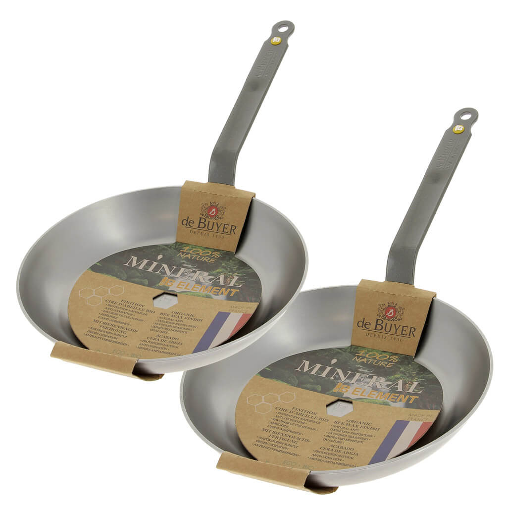 2er De Buyer Pfannen Set Mineral B Element aus Eisen, Ø 24+28 cm